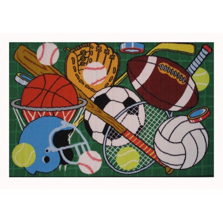 LA Fun Rugs FT-124 Green Let's Play Fun Time Collection