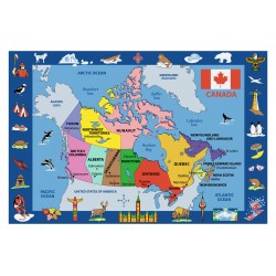 LA Fun Rugs FT-132 Map of Canada Travel Fun Time Collection