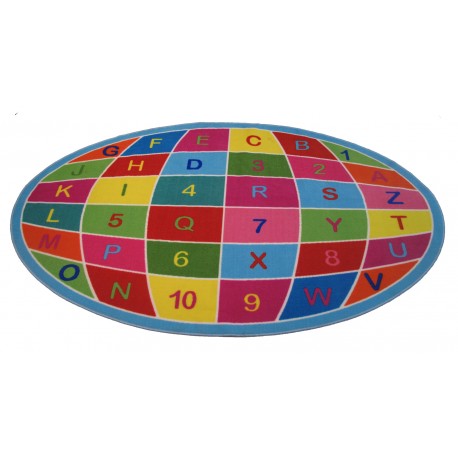 LA Fun Rugs FT-159 Alpha Numeric Globe Fun Time Collection - 6' 8" x 10'