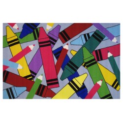 LA Fun Rugs FT-522 Crayons & Pencils Fun Time Collection - 39" x 58"